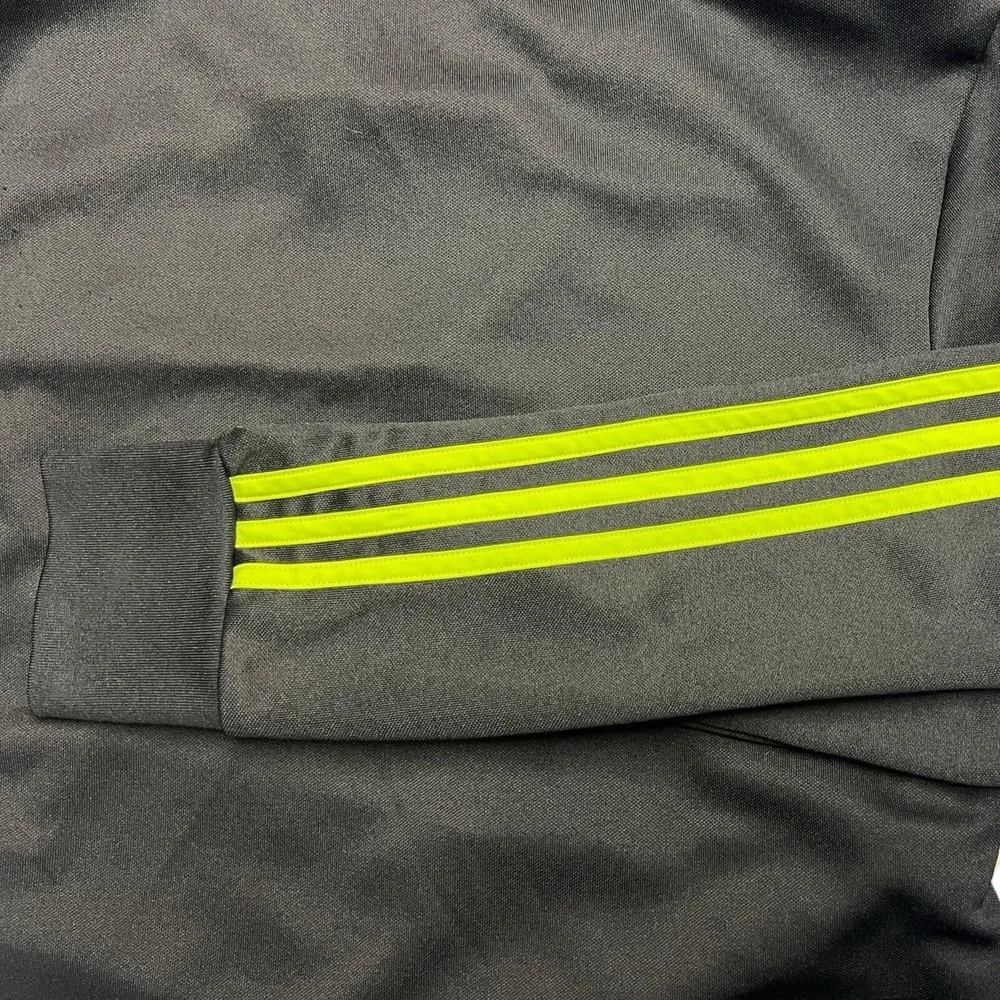 Adidas Climalite Hoodie S‎ Grey Neon Green Athletic Comfort Style Sweatshirt
